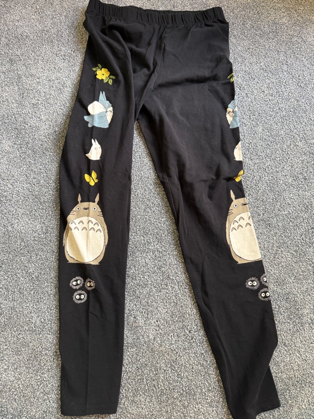 Black Leggings with Totoro Character Print